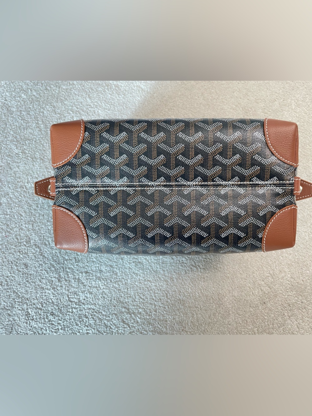 Balck Brown Patterned Canvas Toiletry Bag - Picture 3 of 5